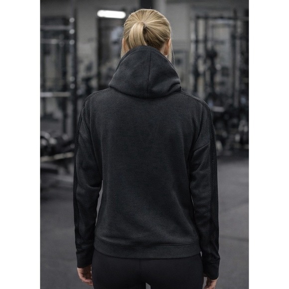 Under Armour Women's Featherweight Fleece Funnel Neck Sweatshirt Charcoal Gray S - Picture 2 of 7